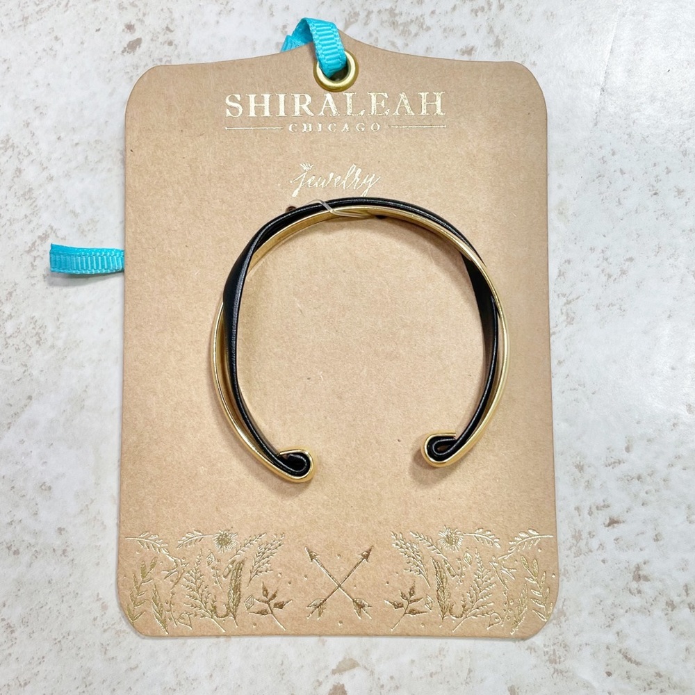 NWT Shiraleah Black Verna Cuff Bracelet Gold
